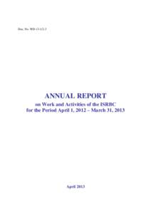 Doc. No. WDANNUAL REPORT on Work and Activities of the ISRBC for the Period April 1, 2012 – March 31, 2013