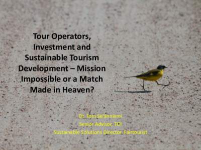 Tour Operators, Investment and Sustainable Tourism Development – Mission Impossible or a Match Made in Heaven?