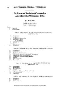 Ordinances Revision (Companies Amendments) Ordinance 1982 N o . 38 of 1982 TABLE OF PROVISIONS PART I