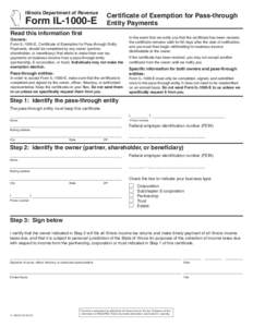 Form IL-1000-E, Certificate of Exemption for Pass-through Entity Payments