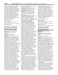 [removed]Federal Register / Vol. 70, No[removed]Wednesday, September 21, [removed]Notices assistive listening devices, materials in alternative format) should notify