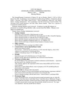 CITY OF INMAN ZONING/PLANNING COMMISSION MEETING March 5, 2012 5:00 PM Meeting Minutes The Zoning/Planning Commission of Inman, SC met on Monday, March 5, 2012 at 5:00 in