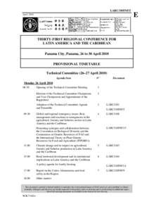 LARC/10/INF/2 April 2010 THIRTY-FIRST REGIONAL CONFERENCE FOR LATIN AMERICA AND THE CARIBBEAN Panama City, Panama, 26 to 30 April 2010