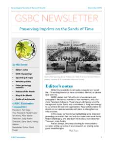 Genealogical Society of Broward County  December 2015 GSBC NEWSLETTER Preserving Imprints on the Sands of Time