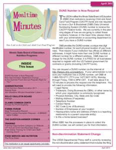 Mealtime Minutes Newsletter - April 2011