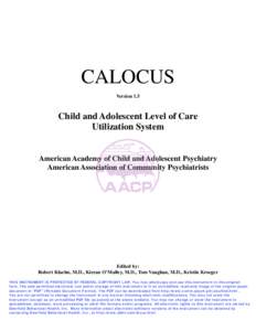 CALOCUS Version 1.5 Child and Adolescent Level of Care Utilization System