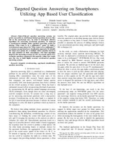 Targeted Question Answering on Smartphones Utilizing App Based User Classification Yavuz Selim Yilmaz Bahadir Ismail Aydin