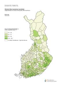 EduskuntavaalitRiksdagsval 2007 Laskentatilanne 100% - Rösträkning 100% Vihreän liiton kannatus kunnittain Väljarstödet för Gröna forbundet efter kommun Koko maa