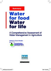 Water management / Aquatic ecology / Agronomy / Water supply / Comprehensive Assessment of Water Management in Agriculture / International Water Management Institute / Water resources / CGIAR / Food security / Water / Environment / Earth
