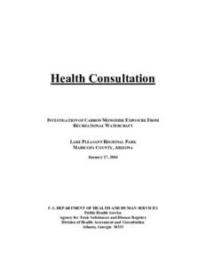 Investigation of Carbon Monoxide Exposure from Recreational Watercraft - Lake Pleasant, Arizona