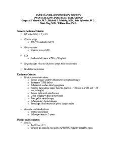 AMERICAN BRACHYTHERAPY SOCIETY PROSTATE LOW-DOSE RATE TASK GROUP Gregory S. Merrick, M.D., Michael J. Zelefsky, M.D., John Sylvester, M.D.,