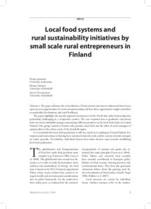 ARTICLES  Local food systems and rural sustainability initiatives by small scale rural entrepreneurs in Finland