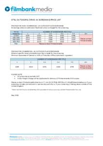 STSL OUTDOOR & DRIVE-IN SCREENING PRICE LIST PRICING FOR NON-COMMERCIAL UK OUTDOOR FILM SCREENINGS Screenings where no admission fee/ticket price is charged for the screening. Venue Capacity 1-200