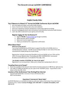 The Eleventh Annual AzCHOW CONFERENCE  Helpful Handy Hints Top 5 Reasons to Attend 11th Annual AzCHOW Conference & join AzCHOW 1. 2.