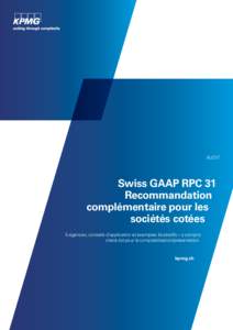 AUDIT  Swiss GAAP RPC 31 Recommandation complémentaire pour les sociétés cotées