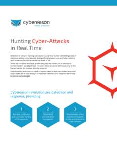 Hunting Cyber-Attacks in Real Time Detection of complex hacking operations is a job for a hunter: identifying traces of malicious activity in the network, distinguishing between true and false evidence, and connecting th