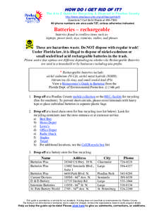 Nickel / Call2Recycle / Recycling in Canada / Recycling in the United States / Nickel–cadmium battery / Electronic waste / Alkaline battery / Pinellas County /  Florida / Nickel–metal hydride battery / Battery / Rechargeable batteries / Battery recycling