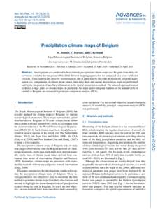 Precipitation climate maps of Belgium M. Journée, C. Delvaux, and C. Bertrand Royal Meteorological Institute of Belgium, Brussels, Belgium Correspondence to: M. Journée () Received: 18 November 2