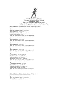 The Miami University Libraries The Walter Havighurst Special Collections Oxford, OH[removed]ENGLISH TOY THEATRE COLLECTION Finding Aid: Complete Scenery Information for Select Plays Battle of Waterloo – Black & White –