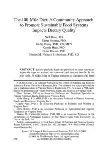 The 100-Mile Diet: A Community Approach to Promote Sustainable Food Systems Impacts Dietary Quality[removed]0248