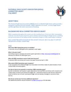NATIONAL	
  EAGLE	
  SCOUT	
  ASSOCIATION	
  (NESA)	
   COMMITTEE	
  GRANT	
   FAQ	
  SHEET	
     	
  