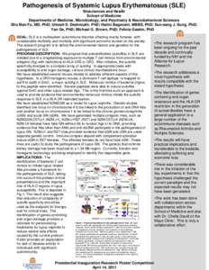 Pathogenesis of Systemic Lupus Erythematosus (SLE) Biosciences and Health School of Medicine Departments of Medicine, Microbiology, and Psychiatry & Neurobehavioral Sciences Shu Man Fu, MD, PhD; Umesh S. Deshmukh, PhD; H