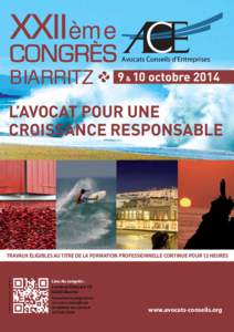 ème Avocats Conseils d’Entreprises BIARRITZ  9 & 10 octobre 2014