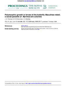 Downloaded from rspb.royalsocietypublishing.org on November 7, 2013  Polymorphic growth in larvae of the butterfly Maculinea rebeli,