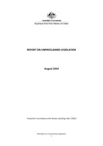 Report on Unproclaimed Legislation