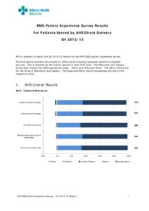 EMS Patient Experience Survey Results For Patients Served by AHS Direct Delivery Q4[removed]AHS is pleased to report the Q4[removed]results for the AHS EMS patient experience survey. The first section presents the result