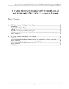Water Resource Development Work Program and Alternative Water Supply Annual Report  4. WATER RESOURCE DEVELOPMENT WORK PROGRAM AND ALTERNATIVE WATER SUPPLY ANNUAL REPORT Table of Contents