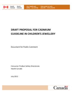 DRAFT PROPOSAL FOR CADMIUM GUIDELINE IN CHILDREN’S JEWELLERY