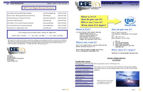 DBE NEWSLETTER  NEWSLETTER Volume 7, Issue 3  Nov / Dec 2007