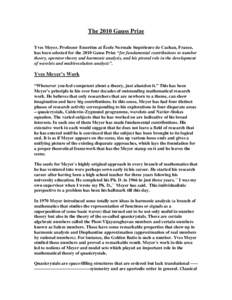 Signal processing / Wavelets / Timefrequency analysis / Functional analysis / Morlet wavelet / Stphane Mallat / Multiresolution analysis / Jean Morlet / Yves Meyer / Daubechies wavelet / Discrete wavelet transform