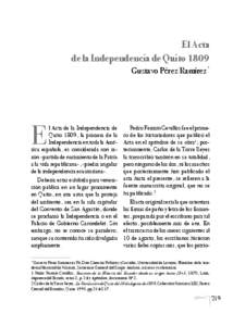 El Acta de la Independencia de Quito 1809 Gustavo Pérez Ramírez*