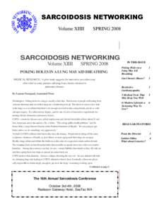 SARCOIDOSIS NETWORKING Volume XIIII SPRING[removed]SARCOIDOSIS NETWORKING