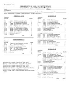 Revised: [removed]final  DEPARTMENT OF SOIL AND CROP SCIENCES Concentration: Agronomic Production Management Name_________________________________________________________________ Telephone __________________________ Local