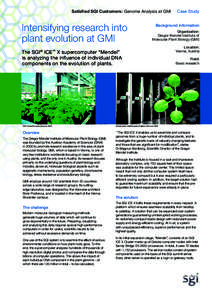 Satisfied SGI Customers: Genome Analysis at GMI  Intensifying research into plant evolution at GMI  Background information