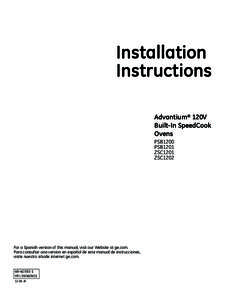 Installation Instructions Advantium® 120V Built-In SpeedCook Ovens PSB1200