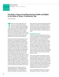 The State of Sexual and Reproductive Health and Rights In the State of Texas: A Cautionary Tale