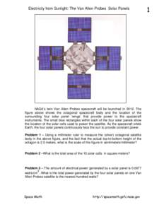 Electricity from Sunlight: The Van Allen Probes Solar Panels  NASA’s twin Van Allen Probes spacecraft will be launched in[removed]The figure above shows the octagonal spacecraft body and the location of the surrounding f