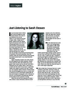 Robyn Seglem  Just Listening to Sarah Dessen I