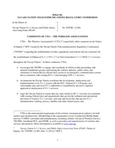 Wireless / CTIA – The Wireless Association / Mobile Web / Next Generation 9-1-1 / Enhanced 9-1-1 / 9-1-1 / Navajo Nation / Public-safety answering point / United States 2008 wireless spectrum auction / Technology / Wireless networking / Communication