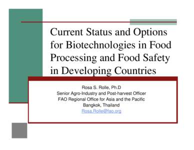 Current status and options for biotechnologies in food processing and in food safety in developing countries