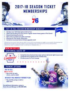 FULL SEASON MEMBERSHIP BENEFITS* •	 • •	 •	 •