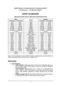 Entry Standards Approved Nov'12