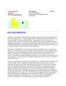 Fort Riley - Fort Riley, KS near Junction City, KS - EPA ID# ks6214020756