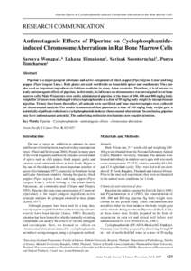 Piperine Effects on Cyclophosphamide-induced Chromosome Aberrations in Rat Bone Marrow Cells  RESEARCH COMMUNICATION