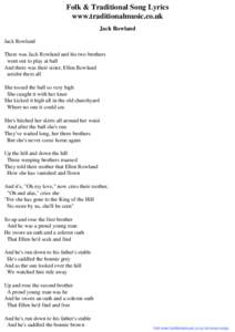 Folk & Traditional Song Lyrics - Jack Rowland