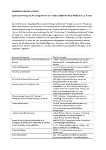 Qualitätsoffensive Lehrerbildung Ergebnis der Sitzung des Auswahlgremiums amin Berlin (2. Förderphase, 1. Runde) Die im Rahmen der „Qualitätsoffensive Lehrerbildung“ geförderten Projekte können i